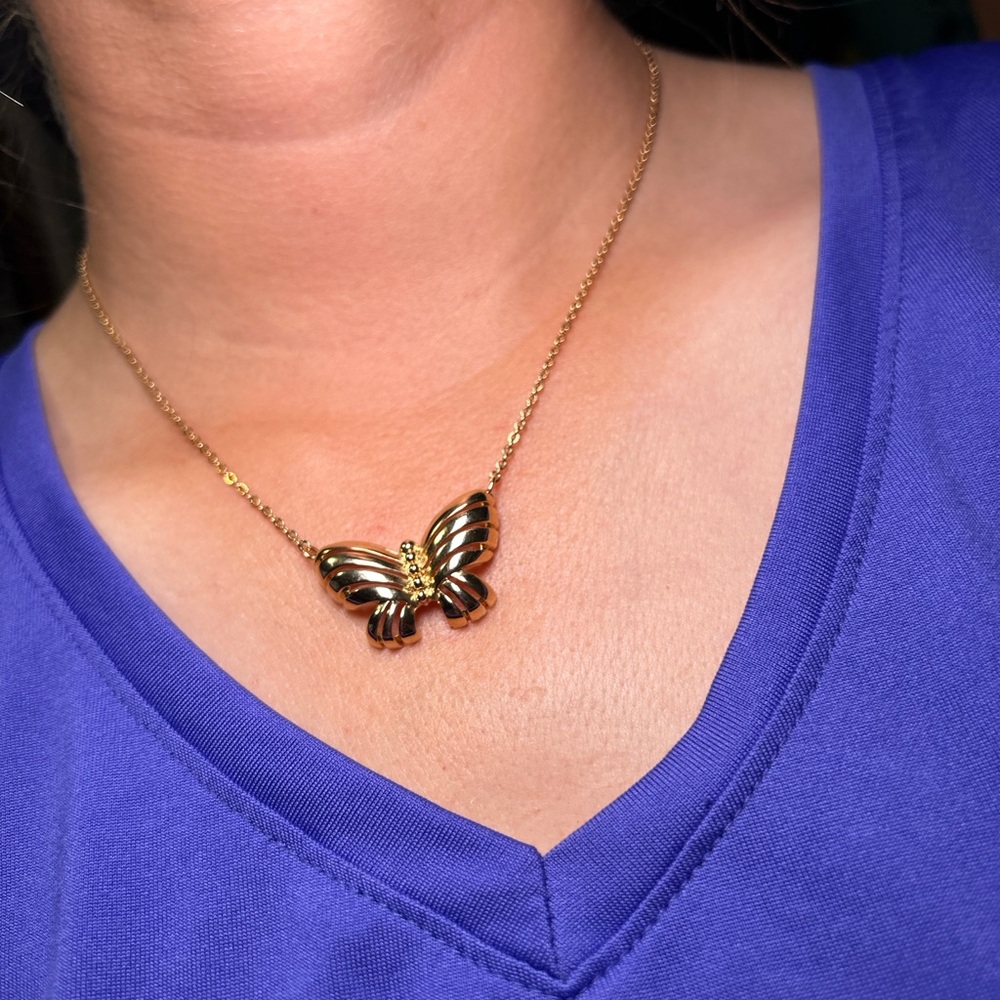 VTG Sarah Coventry Gold Chunky Butterfly Necklace